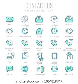 Collection of contact us thin line icons. Vector eps 10