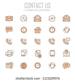Collection of contact us thin line icons. Vector eps 10