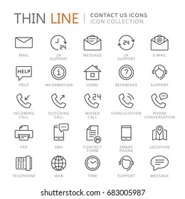 Collection Of Contact Us Thin Line Icons