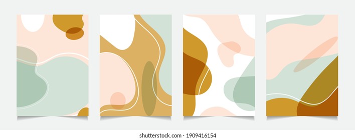 Collection of contemporary art posters in pastel colors. Abstract geometric elements and strokes color. Great vector layout design template for social media, postcards, print, cover poster, flyer