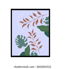 collection of contemporary art posters in pastel colors. Abstract geometric elements and strokes, doodles, decorative tree leaves, Great design for social media, postcards, prints.