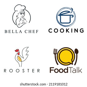 a collection of cook and chef logos with characters