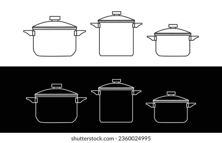 A collection of Cooking pots. Kitchenware realistic set of vector kitchen utensils