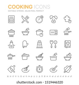 Collection of cooking related line icons. 48x48 Pixel Perfect. Editable stroke