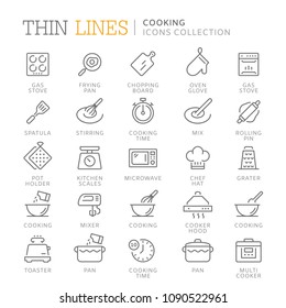 Collection of cooking thin line icons. Vector eps 8