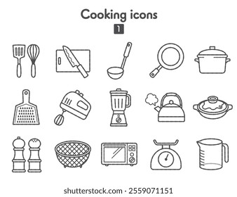 Collection of cooking utensils icons