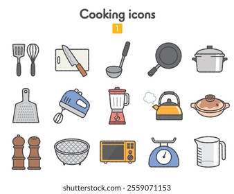 Collection of cooking utensils icons