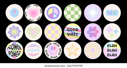 Collection of Cool Cute Hand Drawn Stickers Vector Design. Trendy Patches Collection.