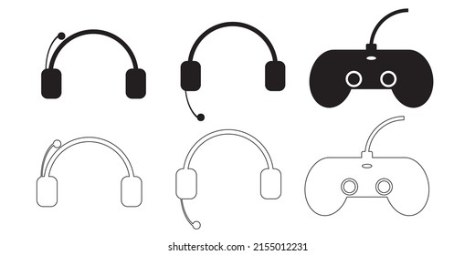 collection of cool earphone game stick icon logos that are suitable for logo designs or gamers icons and online and offline game matches