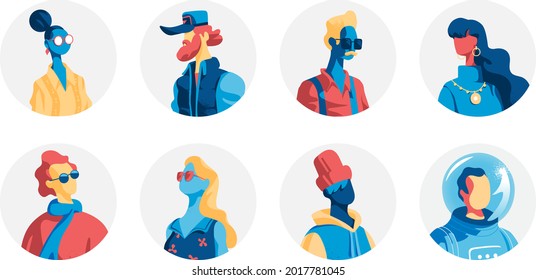 Collection of cool modern society avatar male and female characters