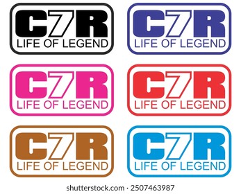 Collection cool vector text CR7, icon design, white background. 