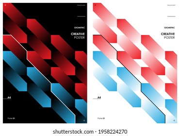 Collection of cool vintage covers. Minimal geometric illustration gradients. Abstract geometric background. Colorful modernism. Minimal shapes composition. Creative design Template.