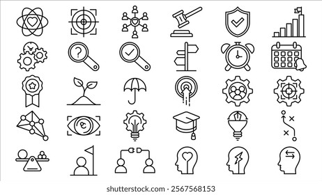 collection of core values ​​icon line vector designs in trendy style editable stroke