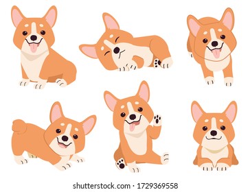 The collection of corgi in many action. Graphic resource about set of dogs corgi for graphic, content, etc. 