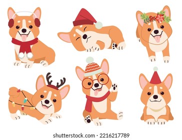 The collection of Corgi in many actions for Christmas theme. Graphic resource about Corgi for graphic, content, etc. 