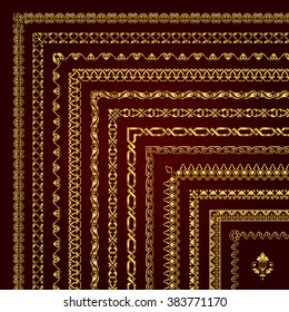 Colección de bordes de esquina y marcos en oro