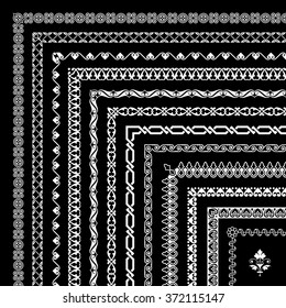 Collection of corner borders and frames - isolated on black background