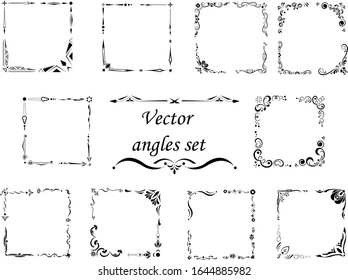 Collection of corner ornaments. For the design of texts, menus, cards, etc. Vector illustration.