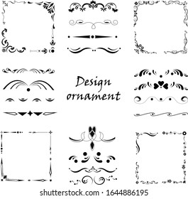 Collection of corner ornaments. For the design of texts, menus, cards, etc. Vector illustration.