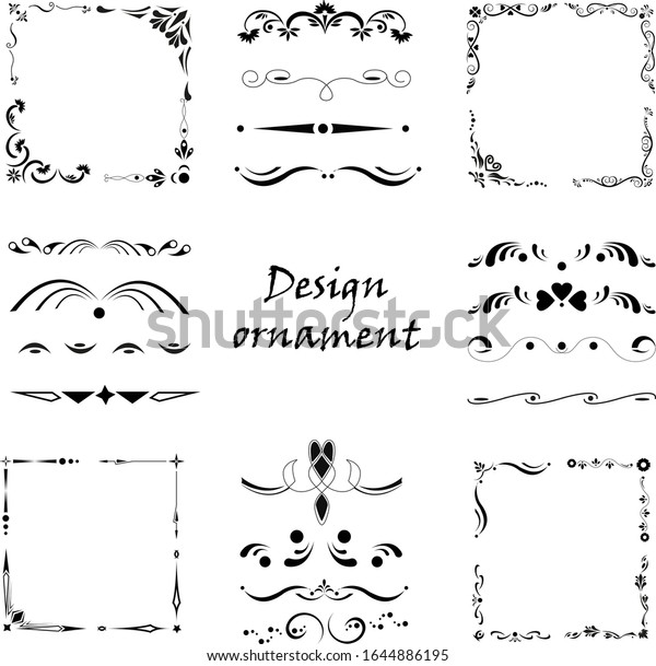 Collection of corner ornaments. For\
the design of texts, menus, cards, etc. Vector\
illustration.