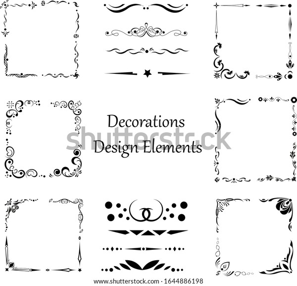 Collection of corner ornaments. For
the design of texts, menus, cards, etc. Vector
illustration.
