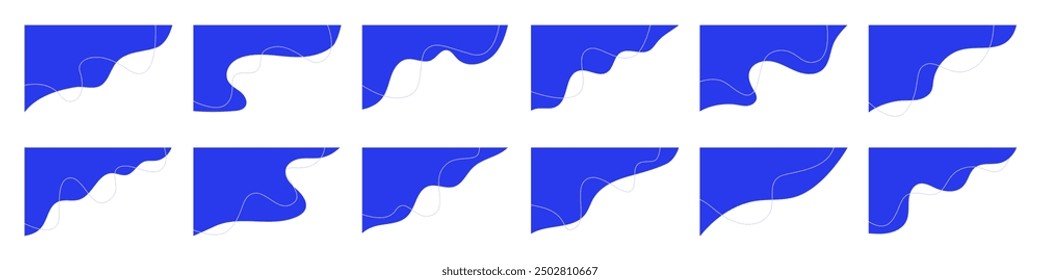 Colección de forma de esquina con línea doodle para cubiertas de Sitio web, Anuncios, folletos, carteles, volantes