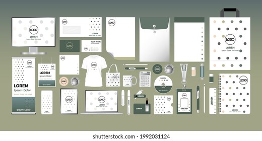 Collection of Corporate Identity Branding Templates with Simple Designs using an earth tone color dot theme vector illustration