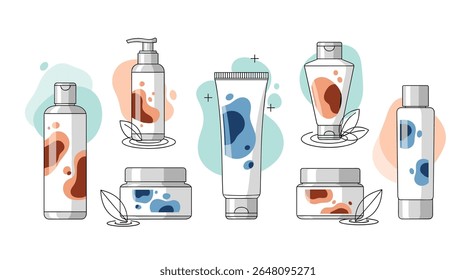 Collection Of Cosmetic Products For Skin Care And Beauty Routine