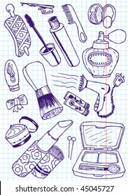 Collection of cosmetics doodles