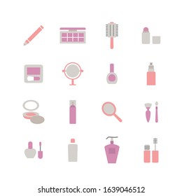 COLLECTION OF COSMETICS FLAT ICONS