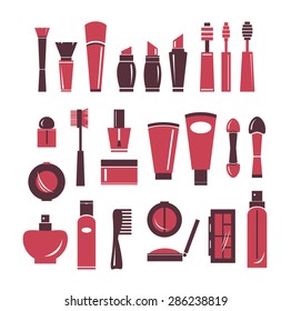Collection of cosmetics icons. Vector of isolated cosmetics elements.