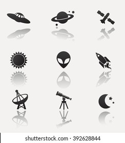 Collection of cosmos, universe icons isolated on white background. Vector art.