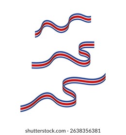 Coleção de desenhos de bandeira da Costa Rica em forma de fita