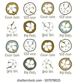 Collection cotton icon with text.