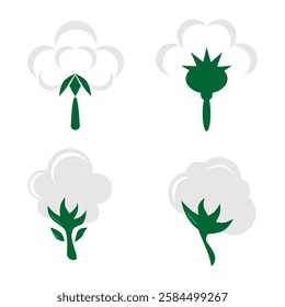 Collection cotton icons vector illustrations
