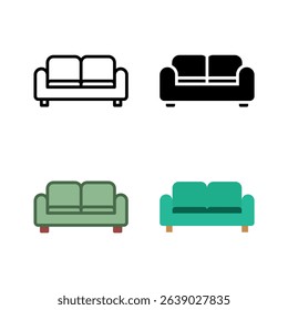A collection of couch and sofa icons, representing comfort and style for living rooms, lounges, and hospitality spaces.