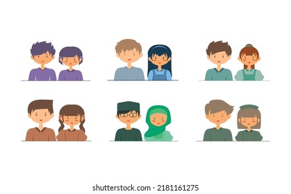 Collection Couple profile Profession Flat Character Illustrations Look