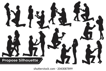 Collection of Couple propose silhouettes in different poses