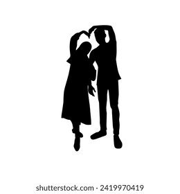 collection of couple silhouettes, romantic silhouettes holding hands celebrating Valentine's Day, simple and editable 