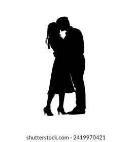 collection of couple silhouettes, romantic silhouettes holding hands celebrating Valentine's Day, simple and editable 