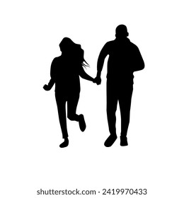 collection of couple silhouettes, romantic silhouettes holding hands celebrating Valentine's Day, simple and editable 