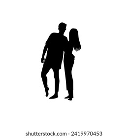 collection of couple silhouettes, romantic silhouettes holding hands celebrating Valentine's Day, simple and editable 