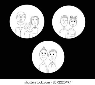 Colección de parejas Diferentes tipos de familias.