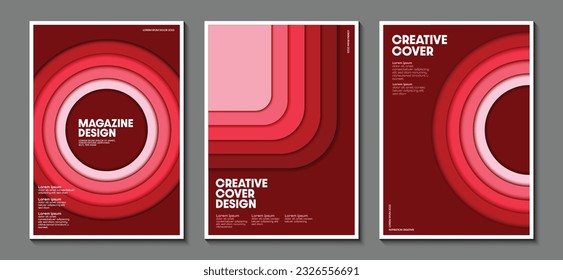 Collection of cover design templates with geometric paper cut patterns. Ideal for covers, magazines, brochures, websites, posters and banners. Vector illustration.