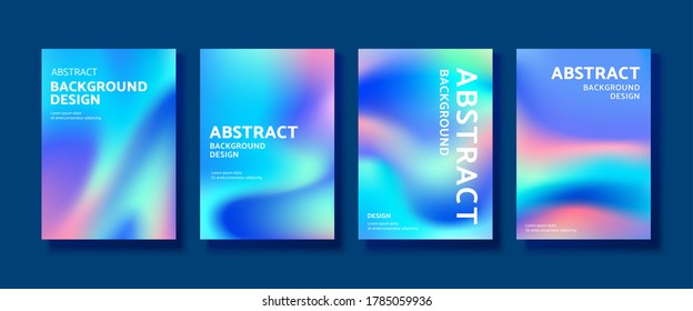 Collection Of Cover Template In Fluorescent Holographic Design, Applicable To Tech Startup Poster And Promotion