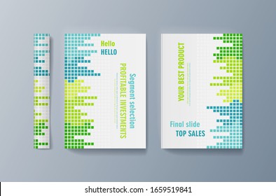 Collection of covers for books, magazines, catalogs. Vector illustration. Open book cover. Annual report, template brochures, flyers, presentations, leaflet, magazine a4 size. Abstract background