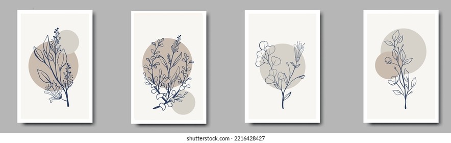 Collection covers with branches and circles.