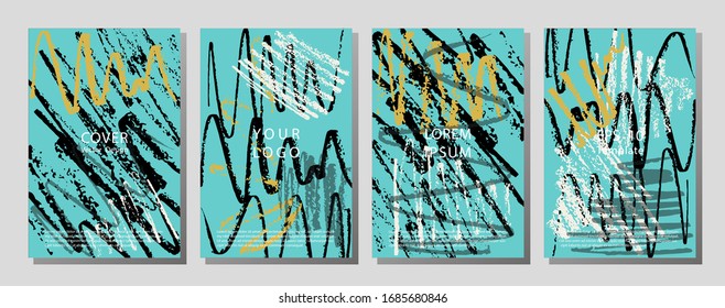 Collection of covers with brush strokes  