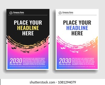 A collection of covers with brush strokes for books, magazines, catalogs, banners, flyers, invitations, annual reports. Vector illustration