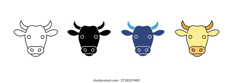 Sammlung von Kuhkopf-Symbol-Set einzeln auf weißem Hintergrund. Vektorgrafik